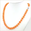 Kettingen 8 10 mm ronde oranje jades chalcedony ketting natuursteen rose clasp accessoire nekkleding vrouwen meisjes diy sieraden maken ontwerp