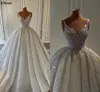 Luksusowe kryształowe suknie balowe suknie ślubne dla narzeczonych v secke seksowne matki formalne suknie ślubne cekinowe kryminanie księżniczka vestidos Dubai Arabian Cl1909