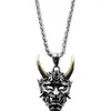 Pendentif Colliers YH Foncé Japonais Prajna Rétro Net Rouge Hip Hop Collier Titane Acier Personnalité À La Mode Cool Masque