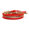 Pulseras con dijes Pulsera trenzada roja 3 unids / set Pulseras ajustables de alta calidad Brazaletes Amistad hecha a mano Regalo afortunado Joyería tibetana