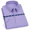 Chemises décontractées pour hommes Chemise à manches courtes pour hommes Business Casual Classique Plaid Rayé À Carreaux Mâle Social Robe Chemises Violet Bleu Plage Qualité Chemises 230225