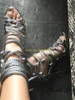 Sandalet açık mavi ip çapraz kayış açık ayak parmağı Roma yaz kadın ayakkabı stiletto yüksek topuk ayak bileği katı gladyatör 230225