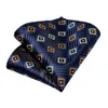 Pescoço laços de pescoço DiBangu 8cm Blue Plaid Paisley Dot 100 Men da seda Treça comercial Festa formal Party CoCCHTIE HANKY CUFFLINKS CONJUNTO DE MENS PRESENTE DOM J230225