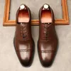 Отсуть туфли мужчина оксфордский коричневый черный классический стиль формальный мужчина бизнес -офис свадебный шнур