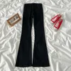 Women's Pants s Black Flared Denim Spring Autumn Women High Waist Jeans Female Casual Fashion Pocket Zipper Wide Leg Trousers 230225