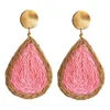 Boucles d'oreilles pendantes Boho rotin été plage raphia fait à la main léger rond boucle d'oreille pour les femmes vacances vacances charme bijoux