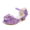 Sandals Girls Glitter Sandals Children's High Heels Shoes Kids Performance Crystal Sandals Baby Catwalk Princess Children's Shoes Z0225