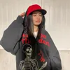 Dames hoodies sweatshirts skelet oversized volledige rits omhoog boven gezicht kwaad diamant y2k mannen dames jas hoodie katoenen pocket 230224