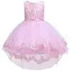 Abiti da ragazza 2023 Abito per bambini Principessa Lace Girl's Trailing Performance Abbigliamento Abito da ballo formale per festa di nozze vintage