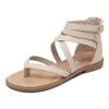 Sandaler 2023 Romerska kvinnor Sommarskor Peep Toe Pu Sole Ladies Breattable Lightweight Bekv￤m Flat de Mujer 230225