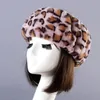 Beanies Beanie/Kafatası Kapakları Kış Sivil Kürk Kafa Bandı Kadınlar Sıcak Kabarık Peluş Peluş Bombacı Rus Leopard Earmuff Açık Kayak Karlar için