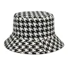 Шляпа шляпы с широкими краями Houndstooth Buckte Hats Женщины летнее пляжное принт для мытья хлопковая шляпа солнце