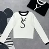 Maglione da donna di alta qualità di design classico nero bianco lettera maglione moda girocollo a maniche lunghe pullover lavorato a maglia