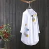 Blouses voor vrouwen shirts vrouwen katoen borduurwerk los lange witte shirts lente herfst casual kantoor dame blouse vrouwelijke top oversized 4xl blouse 230225