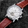 Нарученные часы Orkina Real Tourbillon Mechanical Watch Brown Leather Fashion Watch Top Business Automatic Self-Clind