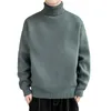 メンズTシャツメンズ秋の冬固形色太いニットセーターメン長袖タートルネックプルオーバー男性温かいハイネックニットウェアM-3XL 230225