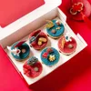 Emballage cadeau vie 10pcs année chinoise boîte à cupcake fête du printemps fête de noël jaune d'oeuf croustillant chocolat emballage faveurs rouge BoxGift