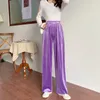 Women's Pants s Autumn Straight Velour Women High Waist Casual Wide Legs Black Purple Loose Female Fashion Student Trousers 230225