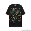 Designer 2023 Lanvins T-shirts för män Kvinnor Shorts ärmar Bomull Summer Casual Loose Tees Handmålade lyxiga stänk av bläck Graffiti Fransk stil Luh8