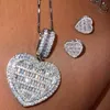 Pendant Necklaces In Stock Iced Out Bling Women Jewelry 5A White Cubic Zirconia Heart Shaped Pendant Necklace With Tennis Box Chain 230225