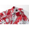 Men's Casual Shirts Dark Floral Shirt Long Sleeve Men Women Button Up Red Shirts for New Year Male Top Z0224