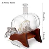 Bicchieri da vino 1000ml Dispenser creativo a forma di botte Portabottiglie Set da whisky Decanter Soffiato a mano 230225