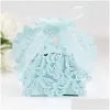 Auto DVR PACKINGBoxen Hollow Out Butterfly Candy Box Paper Butterflies Chocolade met lintkinderen snoepjes trouwfeest baby shower gunst bh dhqep