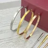 Ancho: brazaletes de 4 mm para mujeres amas pulseras plateado oro rosa mujer mujer pulsera de destornillador pareja joya mujer con bolsa 16-19 cm
