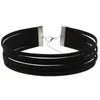 Choker fashionabla temperament r enkla 6 lager av flanellett kort stil halsband krage clavicle kedja kvinnor