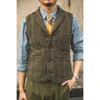 Men's Vests Red Woolen Tweed Vest Vintage Style Suit Waistcoat For Men Buckle BackMen's Men'sMen's