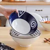 Miski 7 -calowe japońska miska ramen gospodarstwa domowego Duże makaron ceramiczny bambusowy kapelusz zupa stołowa