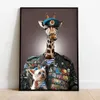 Lustige Tiere, Militär-Poster, Wandkunst, Leinwanddruck an der Wand, Gemälde, Löwe, Giraffe, Leopard, Bilder für Wohnzimmer, Dekor242r