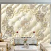 Tapeten Europäischen Stil Wandbild Tapete 3D Stereo Soft Roll Perle Schmuck Blume Fresko Wohnzimmer Luxus Dekor Selbstklebende Aufkleber