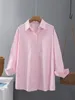 Chemisiers Femme Chemises Syiwidii Femme Chemises Chemisiers Bureau Dames Coton 100% Oversize Tops Lâches Rose Blanc Bleu À Manches Longues Mode Chemise Boutonnée 230225