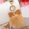 سلاسل المفاتيح اللطيفة Pompoms Leather Bow keychain for Woman Hight Car Car Accessories Crystal inlaid pu bowknot key kains llaverokey