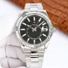 الساعات الزاهية Sky Mens Caijiamin Automatic Watches 42 مم من الهواء ، تاريخ الدوران المزدوج ، تاريخ 904L من الفولاذ المقاوم للصدأ مقاوم للماء مع ساعة معصم مربع Jason 007