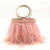 Evening Bags Luxury Real Ostrich Feather Party Clutches Handbag Phone Capacity Fashion Handle Dinner Purse Ladies Bride Gift 230225