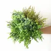 装飾的な花6フォーク人工植物ユーカリ草プラスチックグリーンの葉の偽の花植物結婚式の家のテーブル装飾