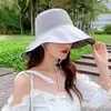 HBP Chapeaux larges femelles Brim Beach UV Protection cale cale calendrie Vinyle Summer Mesh Bucket Hat Tide P230327