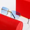 Herren-Designer-Sonnenbrille, Carti-Brille, quadratische Sonnenbrille, modisches Metall, randlos, optischer Rahmen, klassisch, rechteckig, für Damen