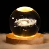 الثريات USB LIGHT LED LED CRYSTAL BALL TABLE LAMP 3D MOON Planet Galaxy Decor