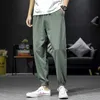 Męskie spodnie Hybskr High Street Duży lniany stały kolor Casual Pants Nowy japoński duży hip hop harem pant Męskie spodnie Z0225