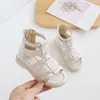 Sandals 2022 Summer Girls Shoes Leather Fashion Toddler Gladiator Sandals Baby Girls Sandals High Top Roman Sandles For Girls Z0225