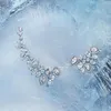 Stud -oorbellen mode unieke kubieke zirkonia kristallen manchet lange clip voor vrouwen bruiloftsfeestje sieraden SE16