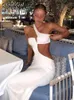 Günlük Elbiseler TiulZial Tek Omuz Kulübü Parti Seksi Bodycon Elbise Kapalı Oymak Yaz Plaj Midi Beyaz Siyah Kadın Kıyafetleri