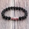 Braccialetti con ciondoli 11 colori perline di pietra lavica 8mm braccialetto naturale di vulcano gioielli con perline di perline per uomo donna salute yoga