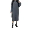 Casual klänningar tjock elegant 2023 Kvinna tröja klänning kvinnor koreanska höstkläder vintage solid stickad varm vinter midi vestido