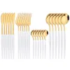 Set di stoviglie 6 persone Set di posate da tavola in oro bianco Set di posate da tavola in acciaio inossidabile a specchio occidentale Coltello Forchetta Cucchiaio Posate Posate da cucina Posate da cucina 230224