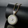 Pendentif Colliers Hip Hop Cubic Zirconia Pavé Bling Iced Out Sun Flower Pendentifs Ronds Collier Pour Hommes Rappeur Bijoux Or Argent ColorPen