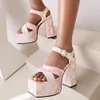 Sandals Platform Women 2023 Luxury Gladiator Sexy Chunky High Heels Summer Catwalk Ladies Elegant Snake Pattern Party 230225